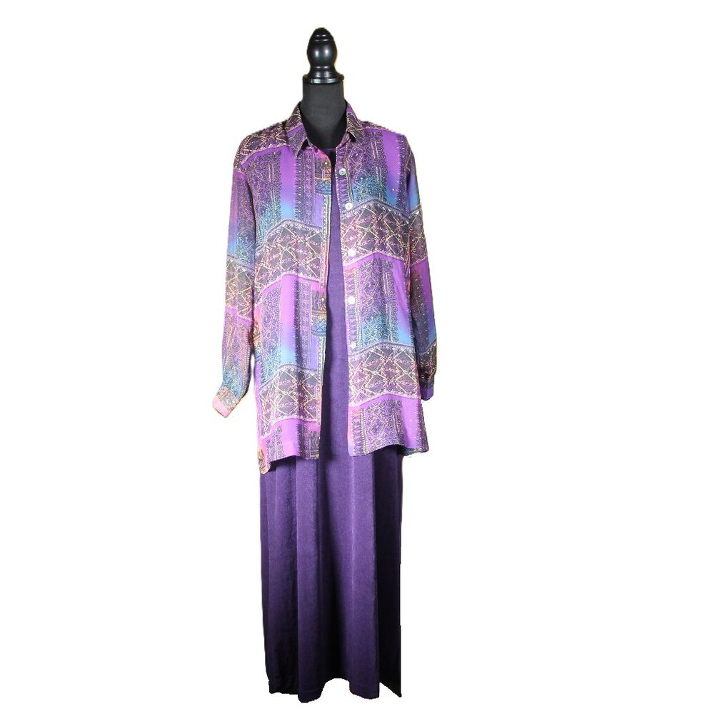 Vintage Cold Water Creek Velour Maxi with Sheer Jacket  - Size Medium